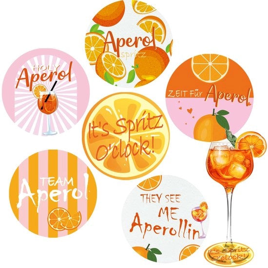 6 pezzi di supporti per bicchieri di velluto, supporti di velluto per bicchieri rotondi, set di supporti per bicchieri di Aperol Spritz, regalo per gli amanti di Aperol, decorazione da tavola per feste tematiche, carnevale, Mardi Gras, Natale