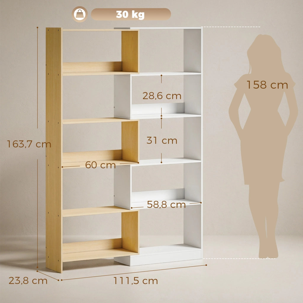Libreria d'angolo rotante 5 livelli scaffale L mobile stoccaggio ¨C zephmum ¨C quercia 60-111x24x164cm