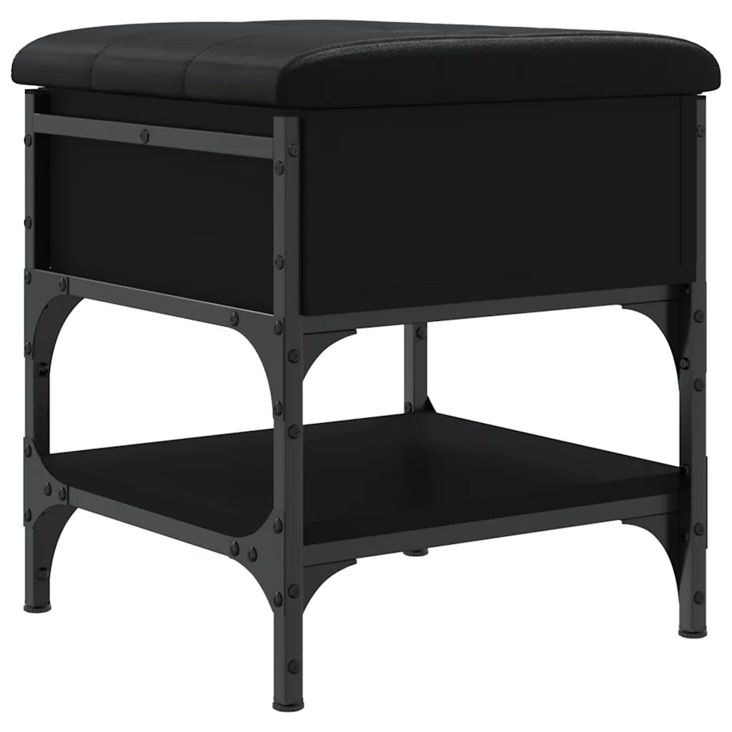 Panca Porta Scarpe-Sgabello-Panca Scarpiera Nera 42x42x45 cm in Legno Multistrato