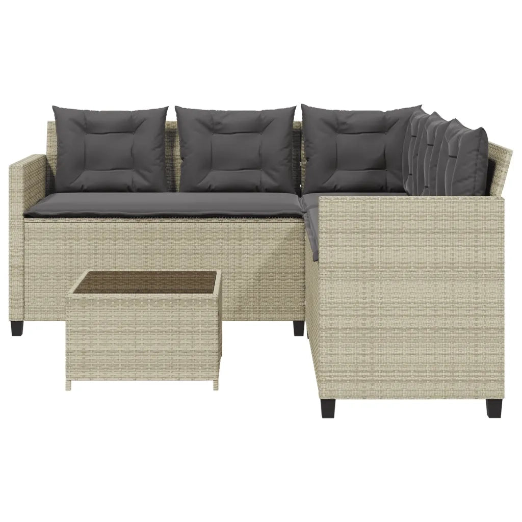 Divano Giardino Tavolo e Cuscini a L Grigio Chiaro Polyrattan 369044