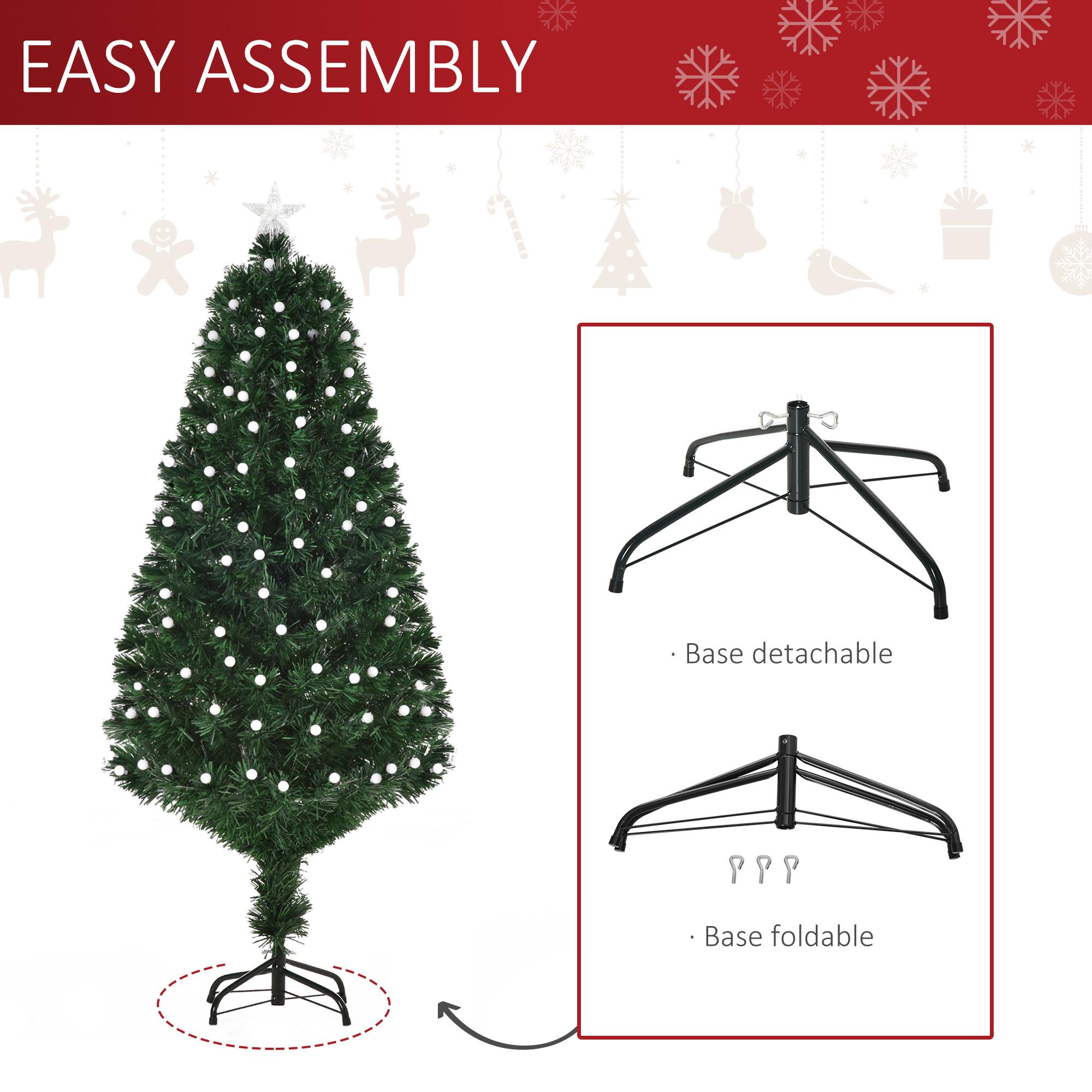 Albero di Natale Artificiale 150 cm 170 Rami con Luci LED e Fibre Ottiche Colorate Verde