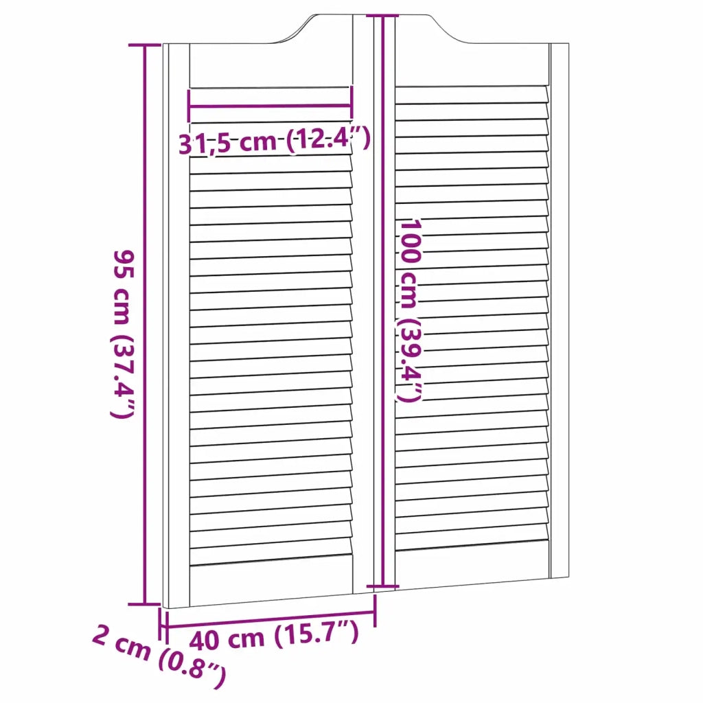 Porte Swing 2 pcs Naturale Legno Massello di Pino