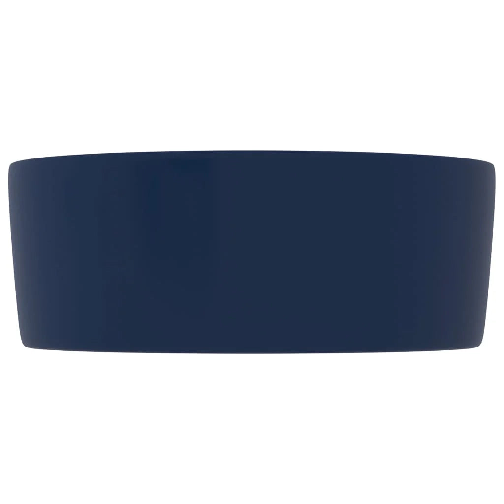 Lavabo da appoggio rotondo di lusso lavabo da bagno guardaroba cucina arredamento per la casa 40 x 15 cm ceramica blu scuro opaco 02_0002754
