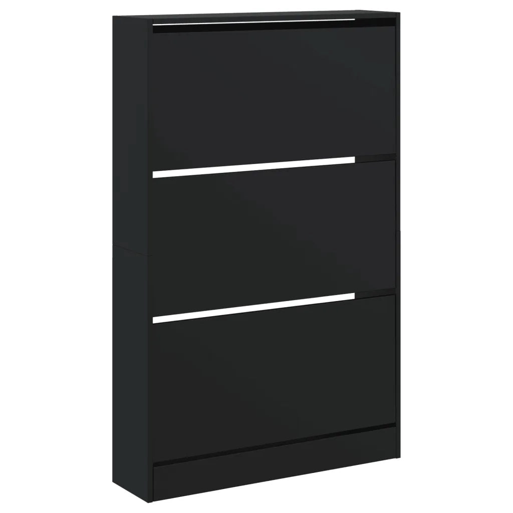 Scarpiera Nera 80x21x125,5 cm in Legno Multistrato 839925