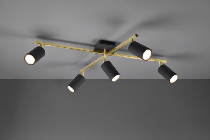 Plafoniera da Interno Attacco GU10 in Metallo Nero e oro