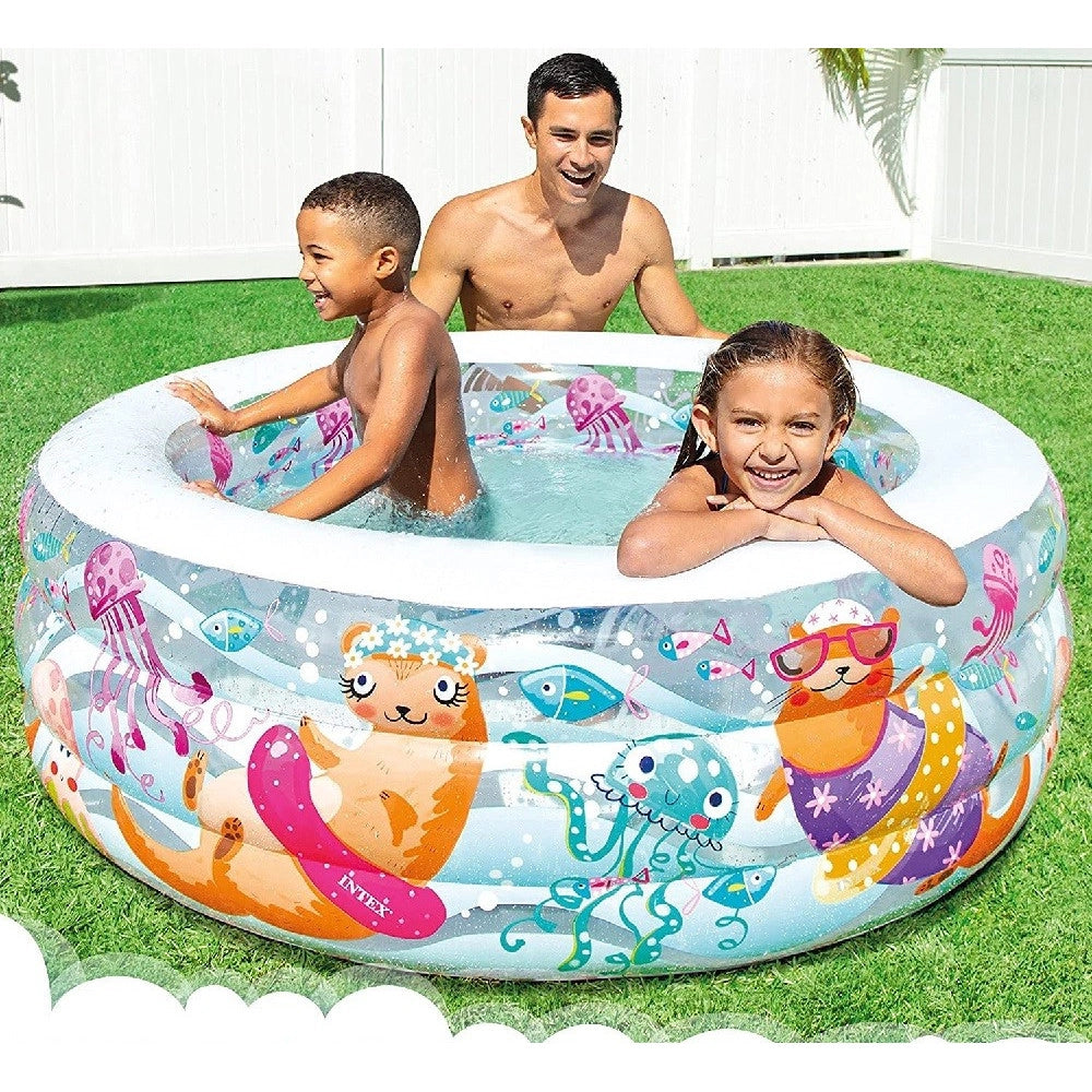 Trade Shop - Piscina Baby Aquarium Gonfiabile Multicolore 152 X 56cm Per Bambini Estate 58480 -