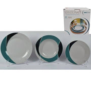 Trade Shop - Set 18 Piatti Ceramica Piani Fondi Frutta Piatto Portata Linea Luna Verde Petrolio -