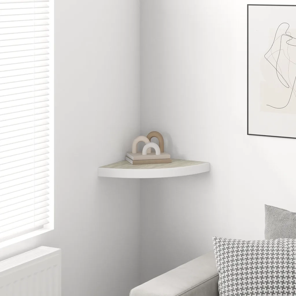 Mensola Angolare Rovere e Bianco 35x35x3,8 cm in MDF 326639