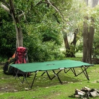 Letto da Campeggio Doppio Pieghevole per 2 Persone, 193 x 125 x 40 cm, Poliestere Oxford e Metallo, Verde