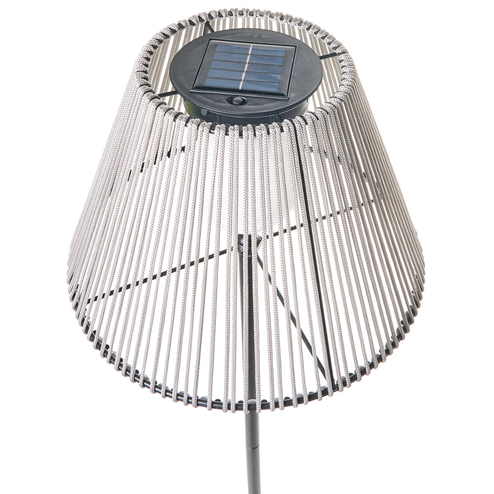 Lampada da terra solare per esterni grigia in materiale sintetico con base in ferro LED da giardino e patio a basso consumo energetico