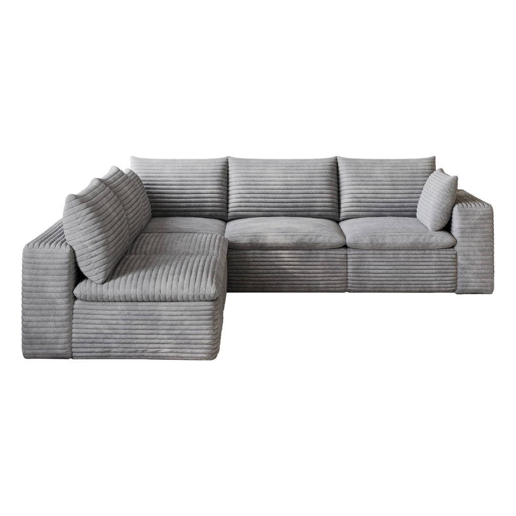 Divano Cloud 340cm ¨C MINIMAL ¨C Tessuto Velluto a Coste, Grigio Scuro, Imbottito, Sfoderabile