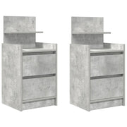 Set di 2 Comodini | Armadio da Notte | Mobiletto da notte con 2 Cassetti Grigio Cemento 38x34x80 cm