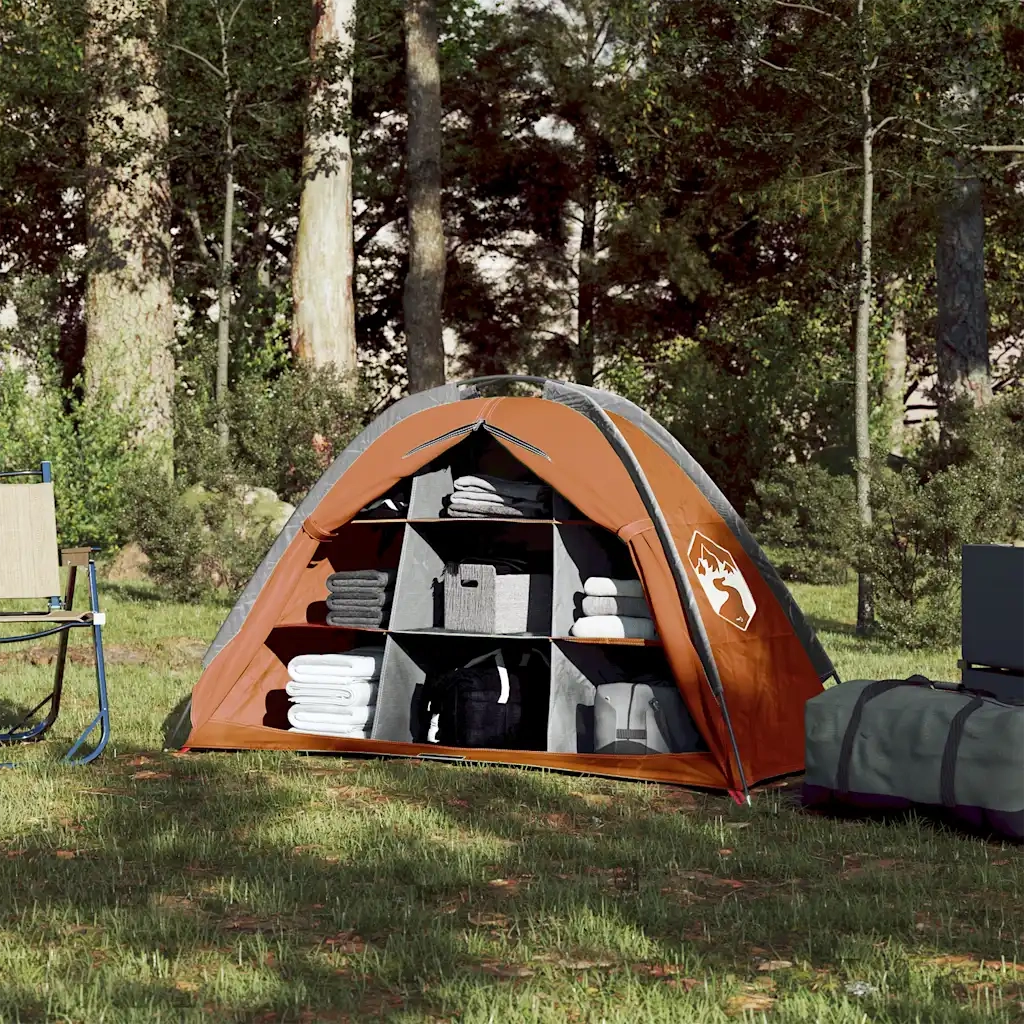 Tenda Portaoggetti 9 Scomparti Grigio e Arancione Impermeabile 94376
