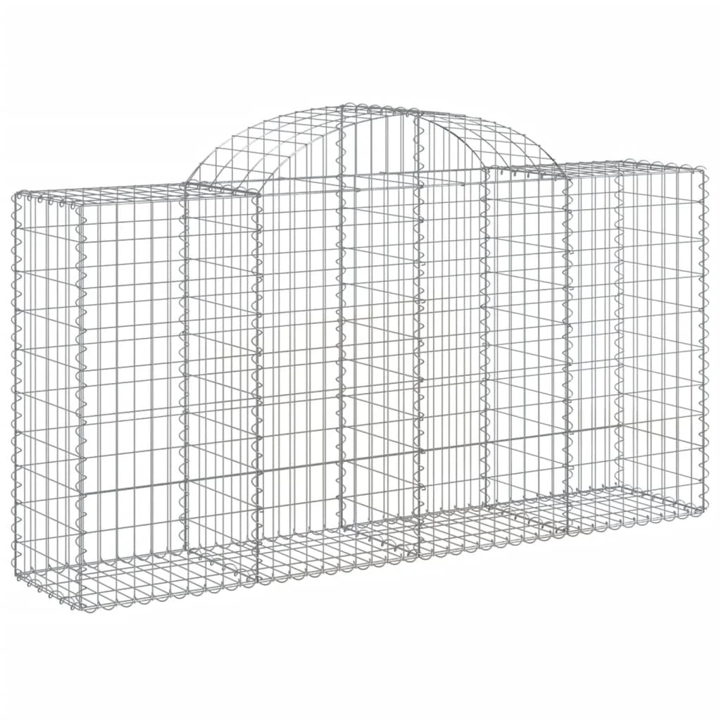 Cestini gabbioni recinzione a gabbia muro di contenimento ad arco 3 pezzi 200 x 50 x 100/120 cm ferro zincato argento 02_0040744