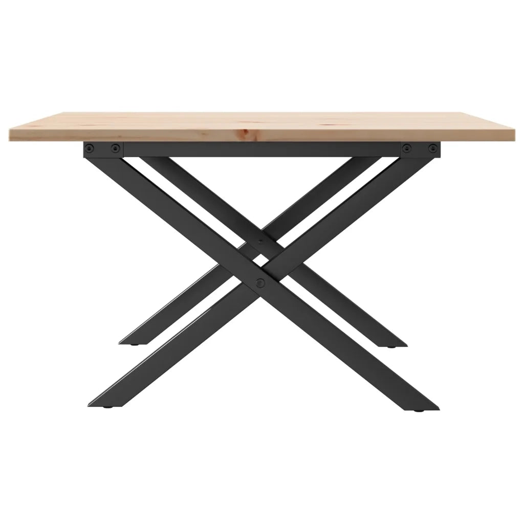 Tavolino da salotto | Tavolino da caff¨¨ | Tavolino da Soggiorno Telaio a X 60x60x40 cm Legno Pino e Acciaio