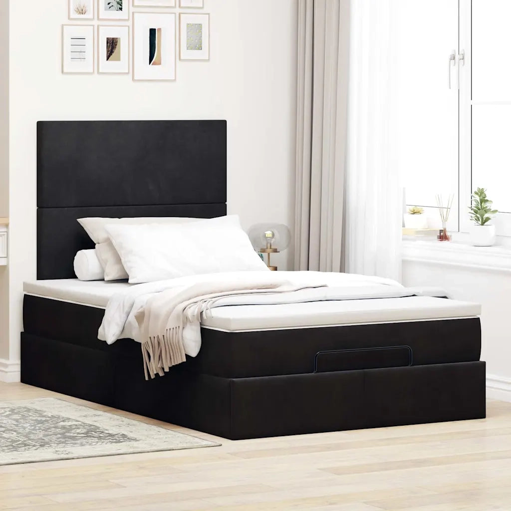 Struttura Letto Pouf con Materassi Nero 120x190 cm Velluto 3313387