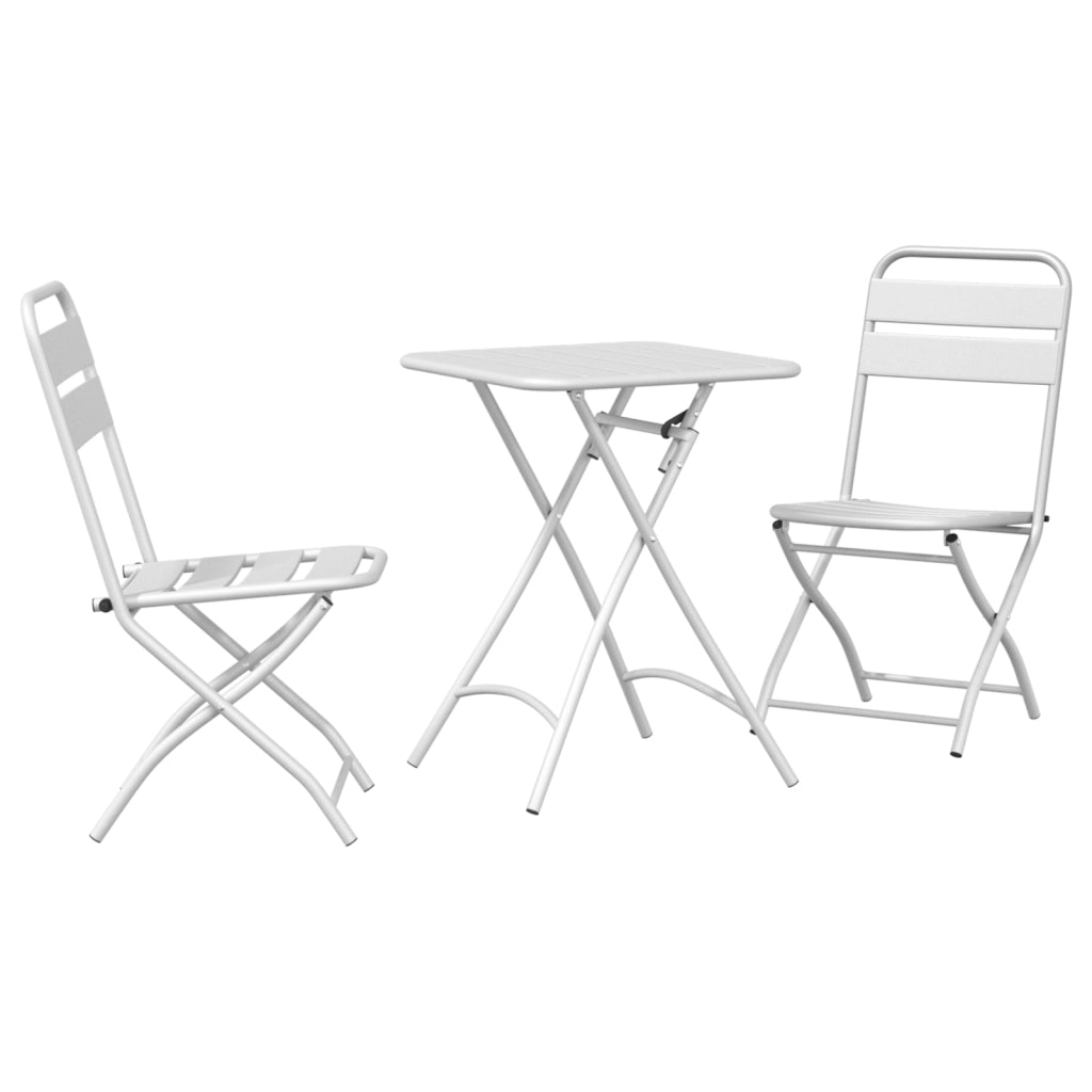 Set Bistro Pieghevole 3 Pezzi  Bianco Acciaio