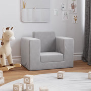 Divano per Bambini Grigio Chiaro in Morbido Peluche