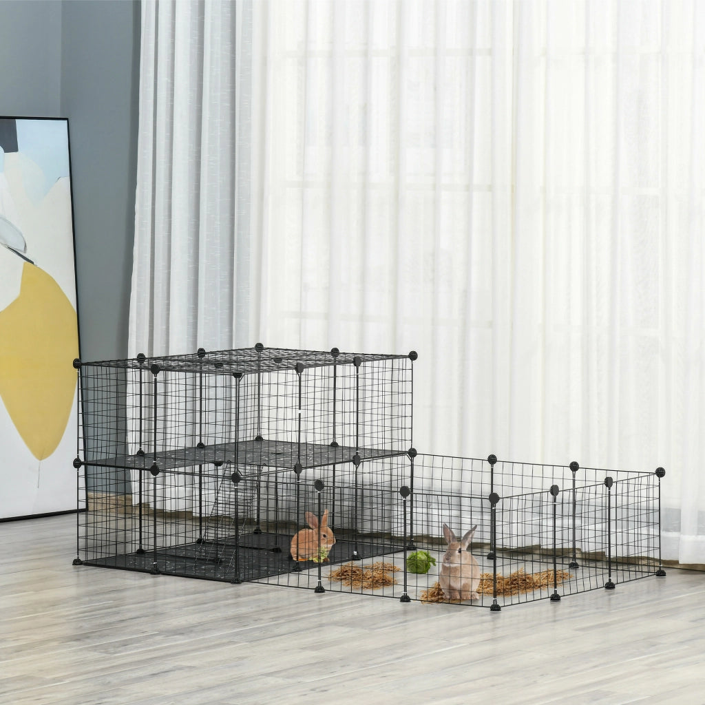 Recinto per Conigli in Metallo Modulabile ¨C zephmum ¨C 175x105x70cm Nero