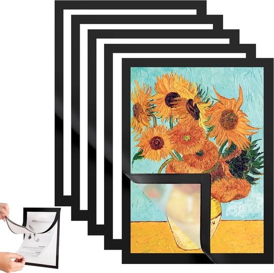 Liste magnetiche A4 autoadesive ripiegabili nere - 10 pezzi, con chiusura magnetica