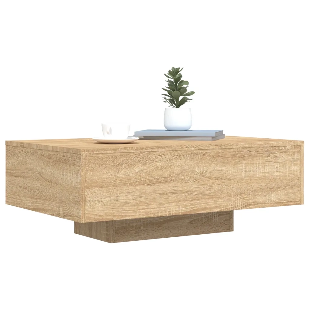 Tavolino da Soggiorno-Tavolino da Salotto con Luci LED Rovere Sonoma 85x55x31 cm
