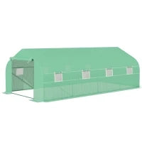 Serra a Tunnel con 8 Finestrelle Laterali e Ingresso Avvolgibile, in PE e Acciaio, 6x3x2 m, Verde