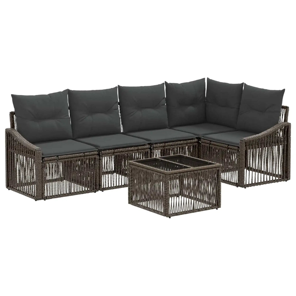 Set Divano da Giardino 6 pcs Grigio polyrattan 3436007