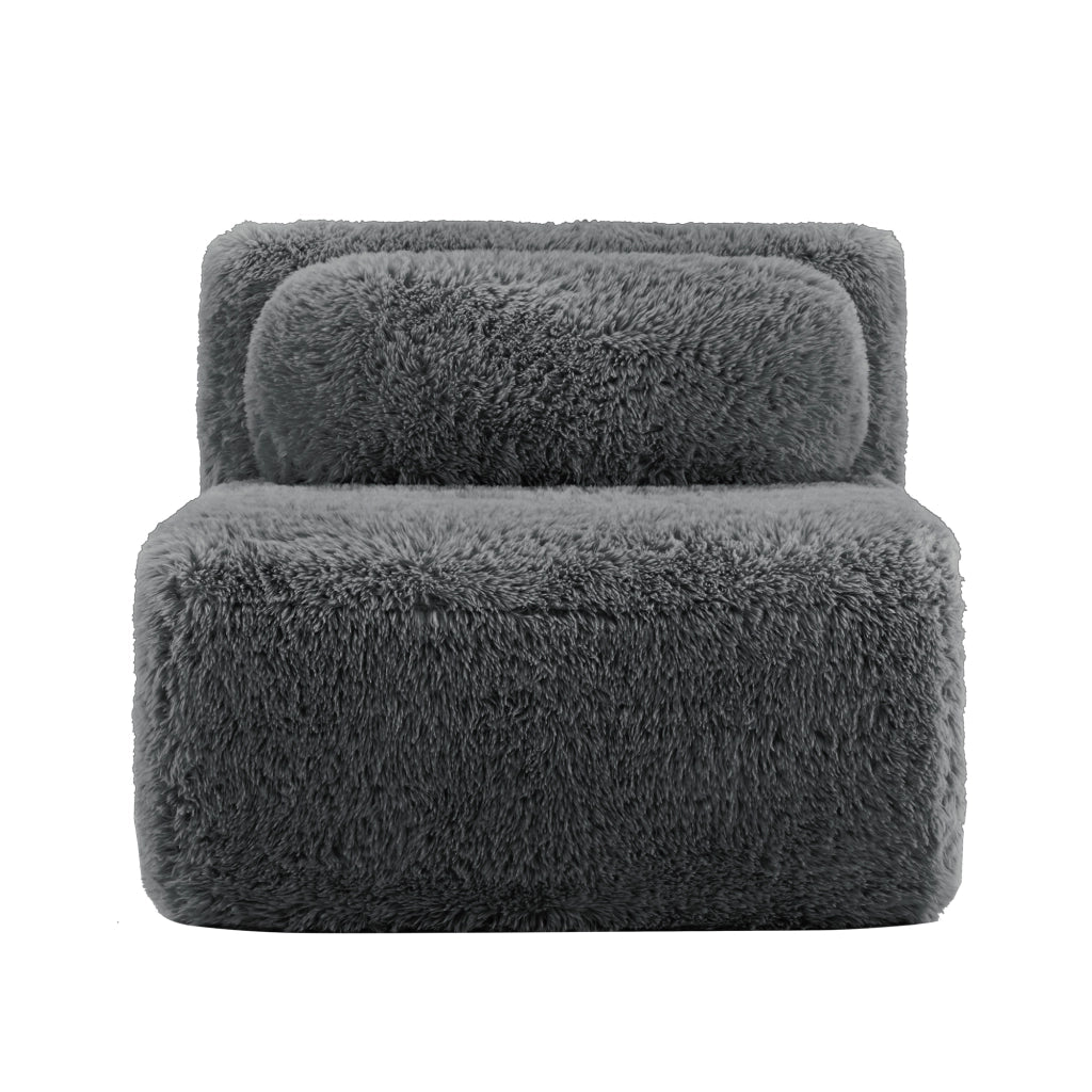 DIVANO Modulare Senza Braccioli 2-4 Posti Tessuto Peluche Grigio
