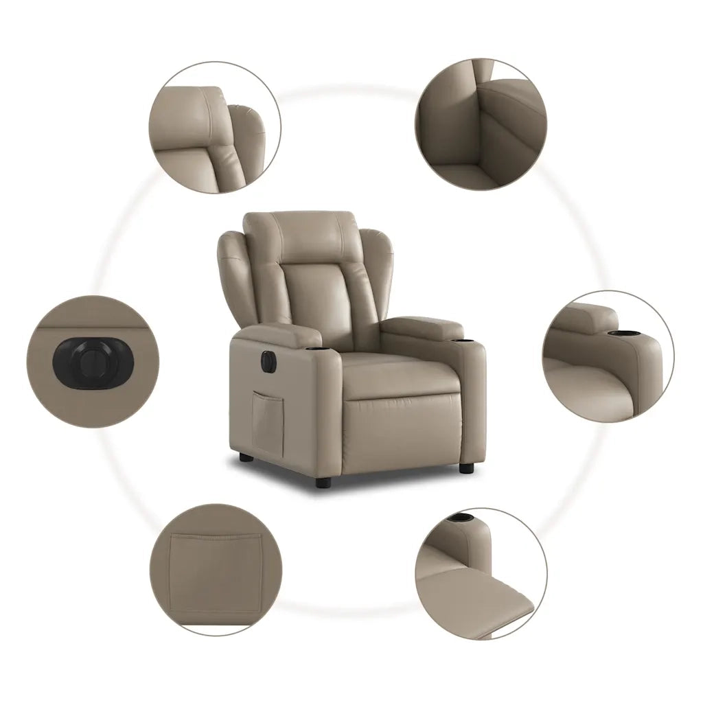 Divano Sedia-Poltrona Reclinabile Elettrica Cappuccino in Similpelle 805779
