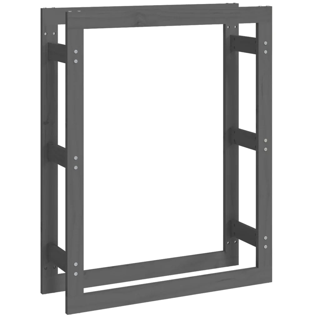 Portalegna-Scaffale per Legna Grigio 80x25x100 cm in Legno Massello di Pino