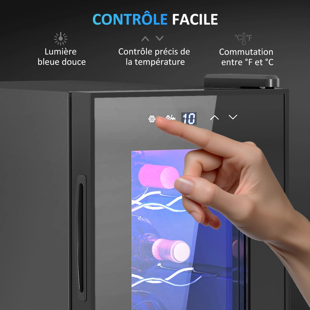 Cantinetta Vino 6 Bottiglie 17L ¨C zephmum ¨C Temperatura Regolabile 8-18¡ã LED Nero