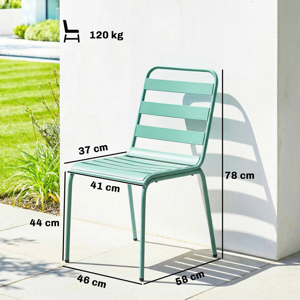 Sedia da giardino impilabile ¨C zephmum ¨C verde, metallo, lotto 2 pezzi