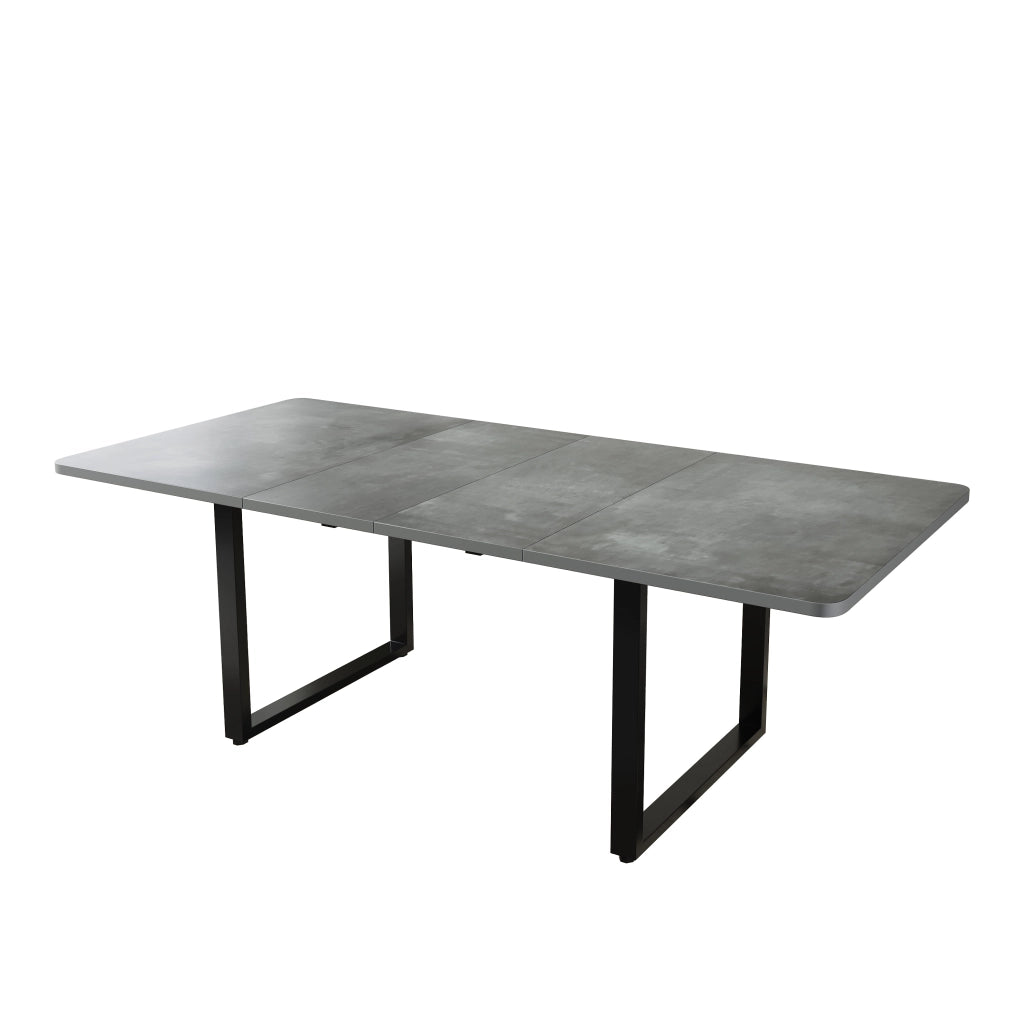 Tavolo da pranzo allungabile a 3 lunghezze 140/180/220x80 cm, grigio, in MDF, per 6-10 persone