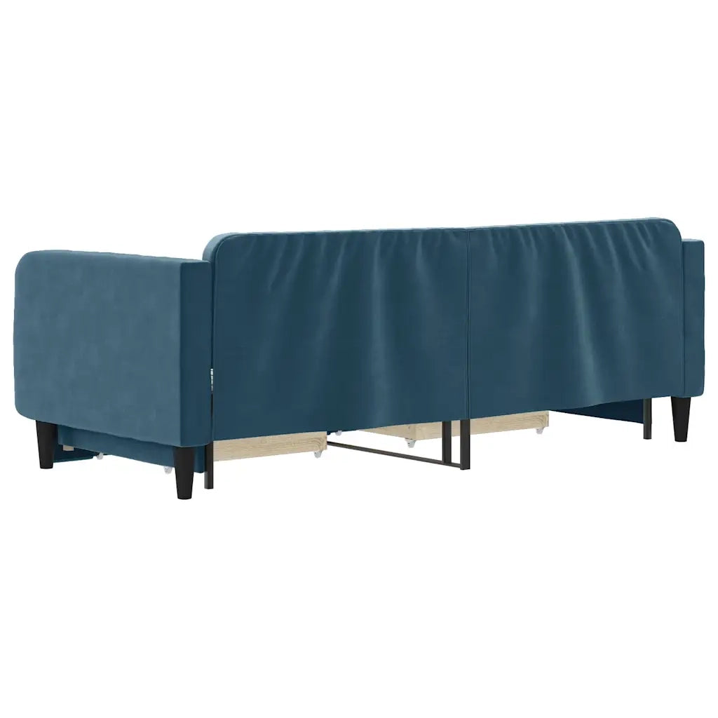 Divano Letto Estraibile con Cassetti Blu 90x200 cm in Velluto 3197110