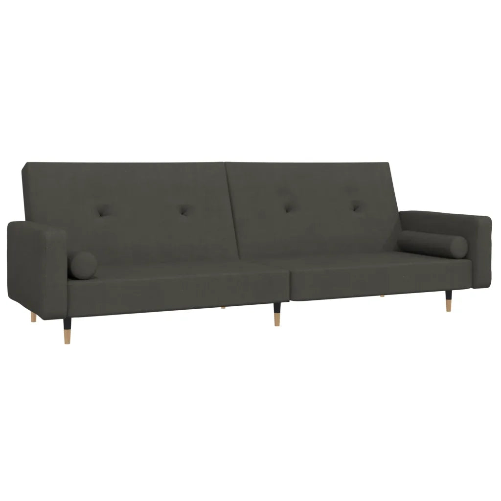 Divano Letto a 2 Posti con 2 Cuscini Grigio Scuro in Velluto 375750