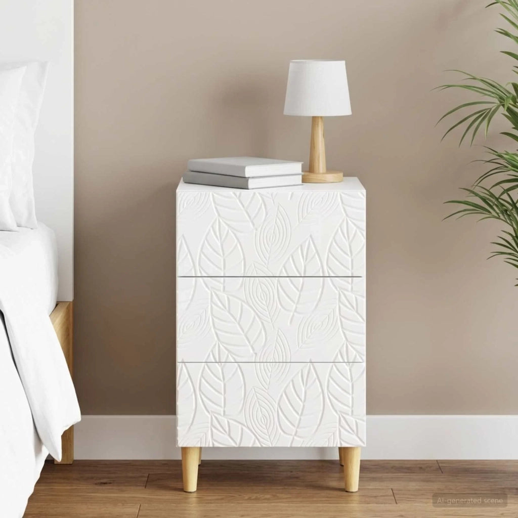 Comodino Bianco Lucido 43 x 39,5 x 66,5 cm Legno ingegnerizzato 895019