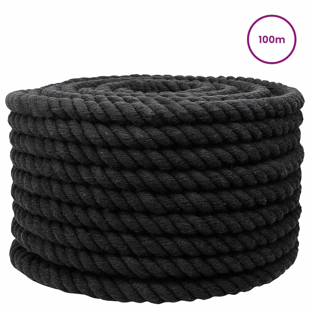 Corda di Cotone 20 mm 100 m Nero 100% Cotone 42011826