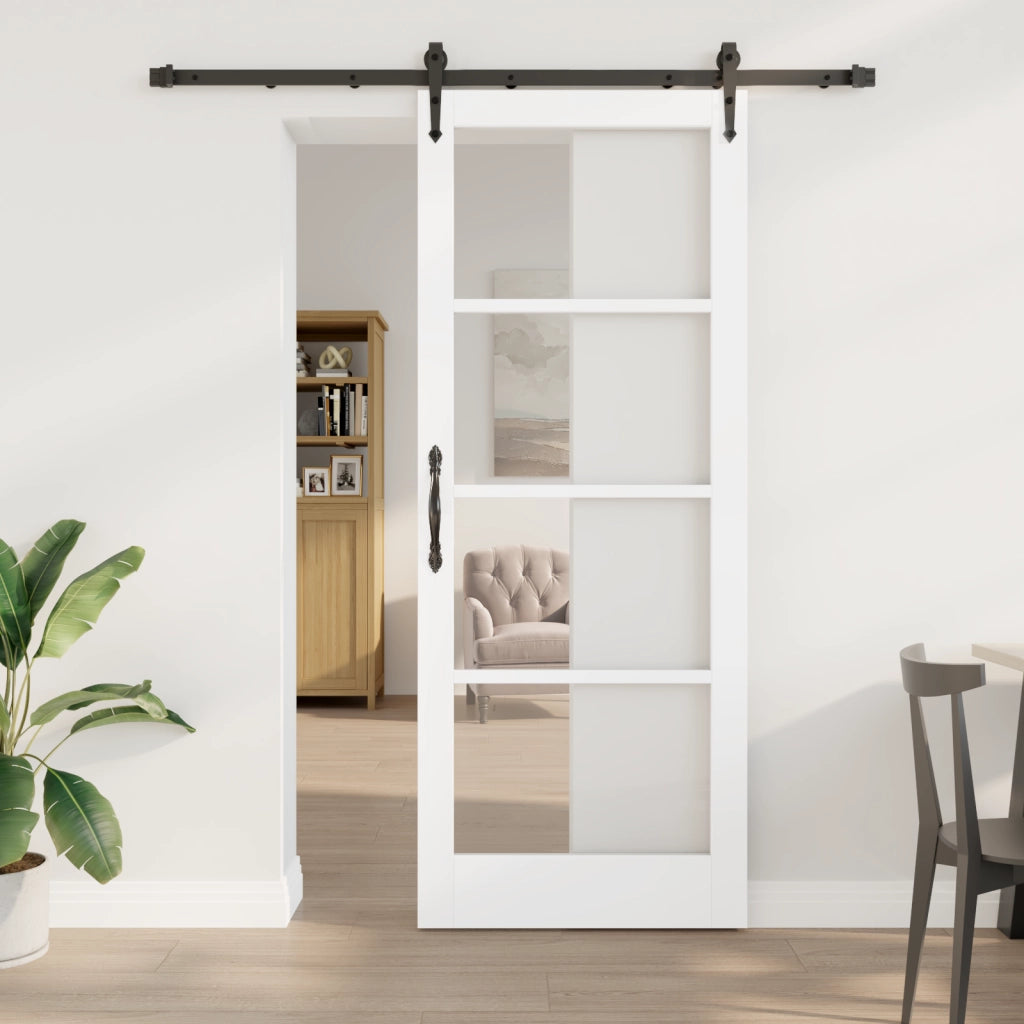 Porta scorrevole  con kit di attrezzatura Bianco 83x211 cm Legno massello in pino