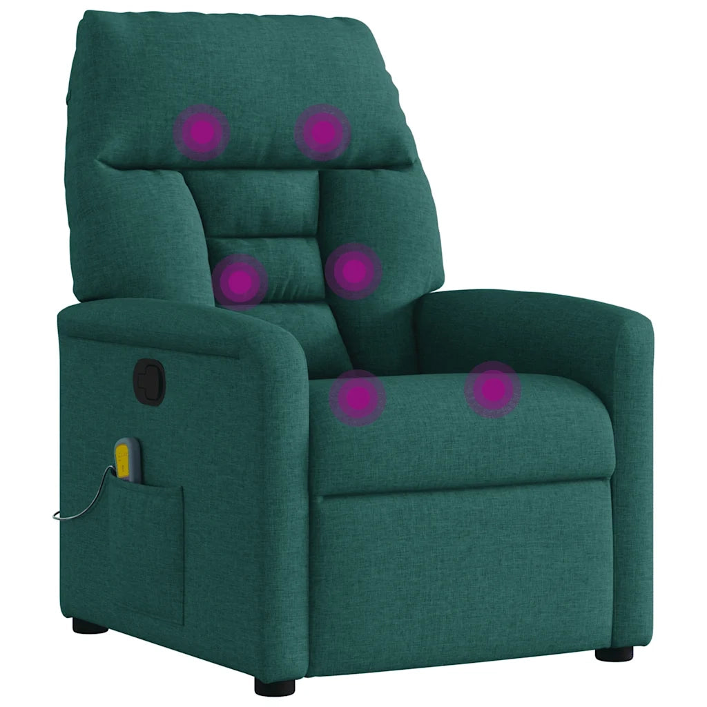 Poltrona Massaggiante Reclinabile Verde Scuro in Tessuto 4015558
