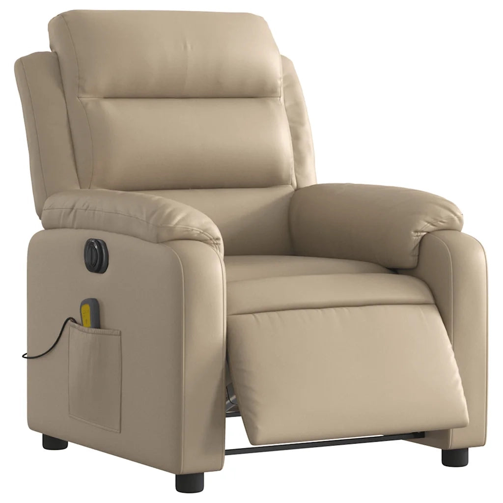 Divano Sedia-Poltrona Reclinabile Massaggio Elettrica Cappuccino Similpelle 300420