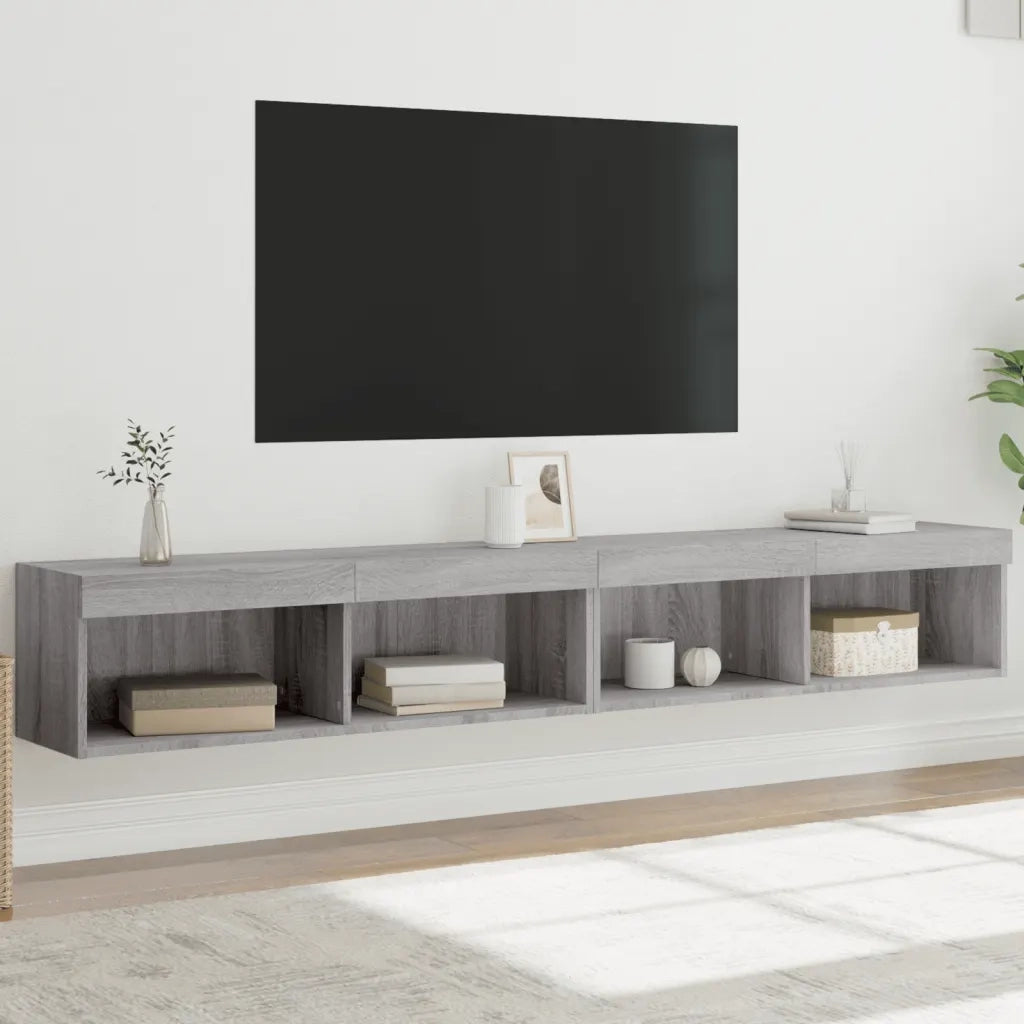 Mobili TV con Luci LED 2pz-Set di 2 Credenza per TV Grigio Sonoma 100x30x30 cm