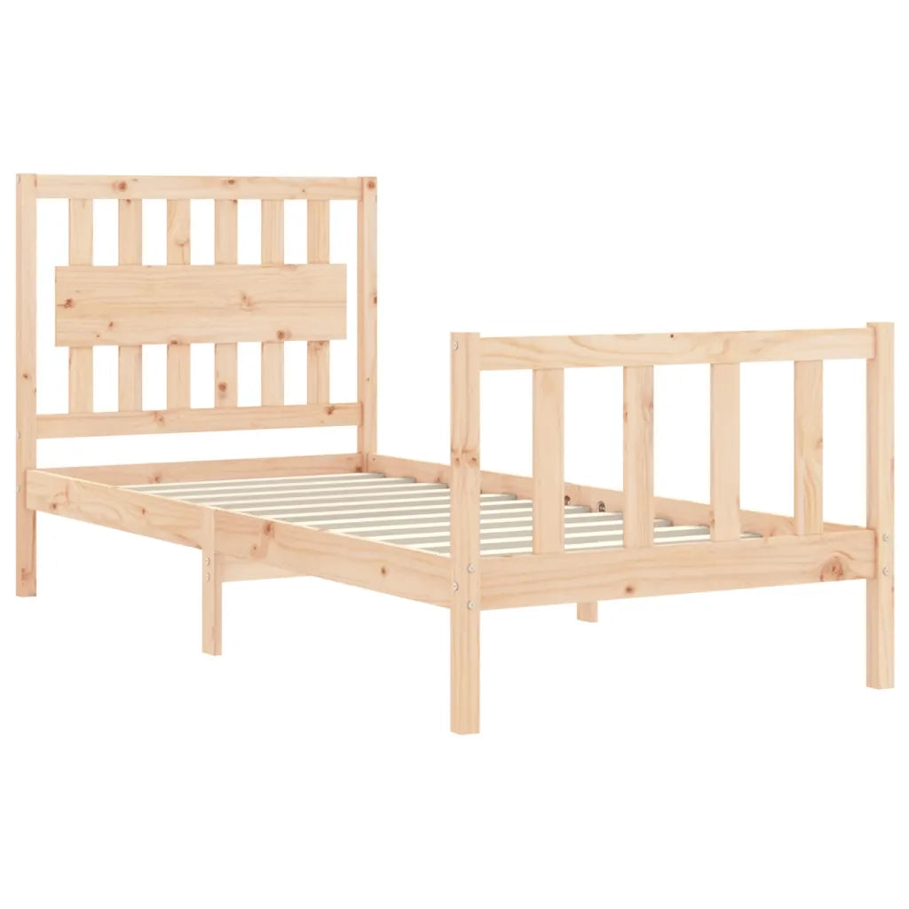 Giroletto con Testiera Single-Struttura Letto in Legno Massello 667203