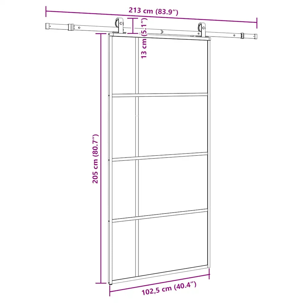 Porta Scorrevole con Ferramenta Nera 102,5x205 cm in Vetro ESG 3375952