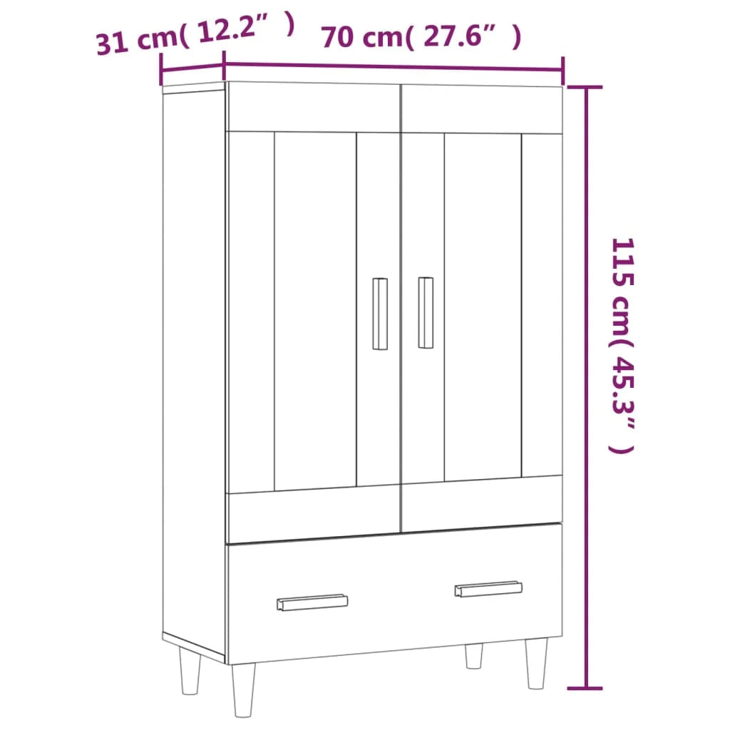 Credenza buffet cassettiera mobile contenitore organizer cucina soggiorno soggiorno alto 70 x 31 x 115 cm derivati ​​del legno bianco 02_0032760