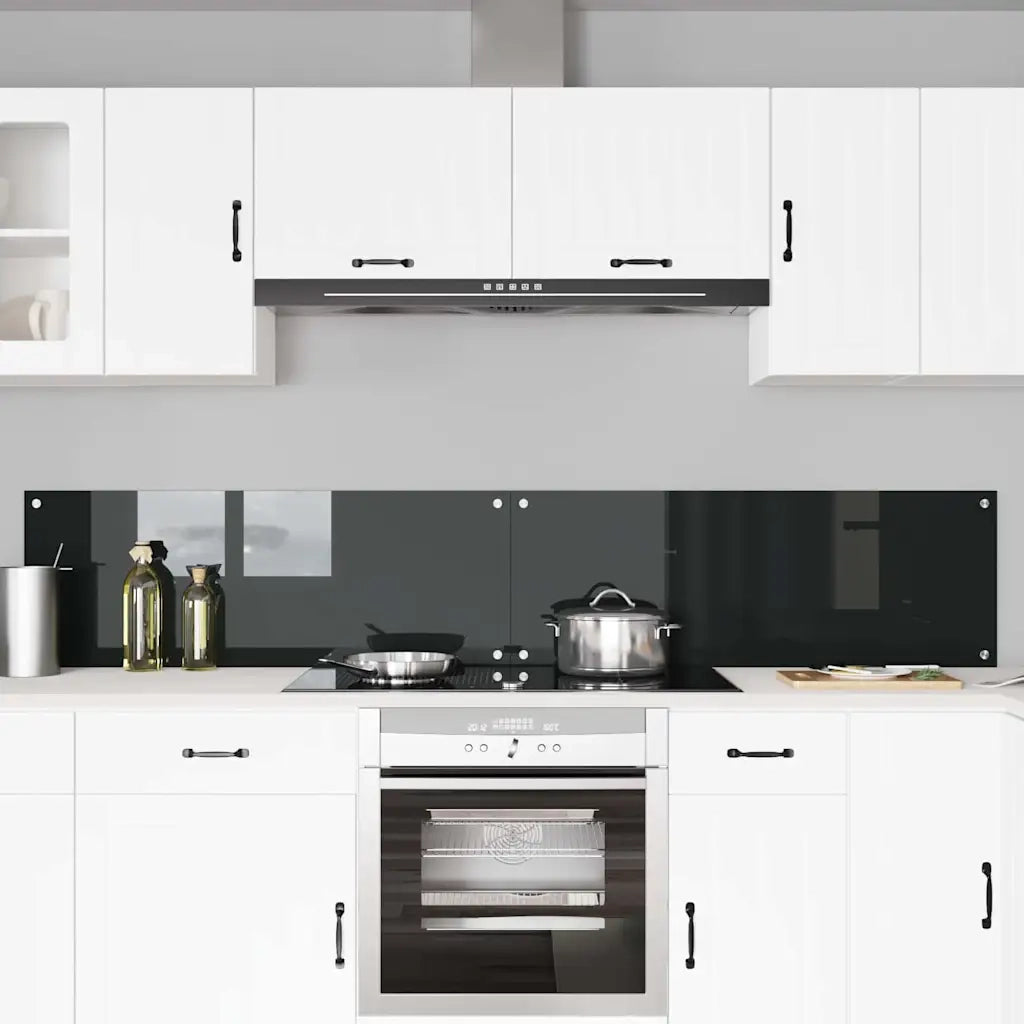 Schienale da cucina 2 pcs Nero 110 x 40 cm vetro temperato 3415494
