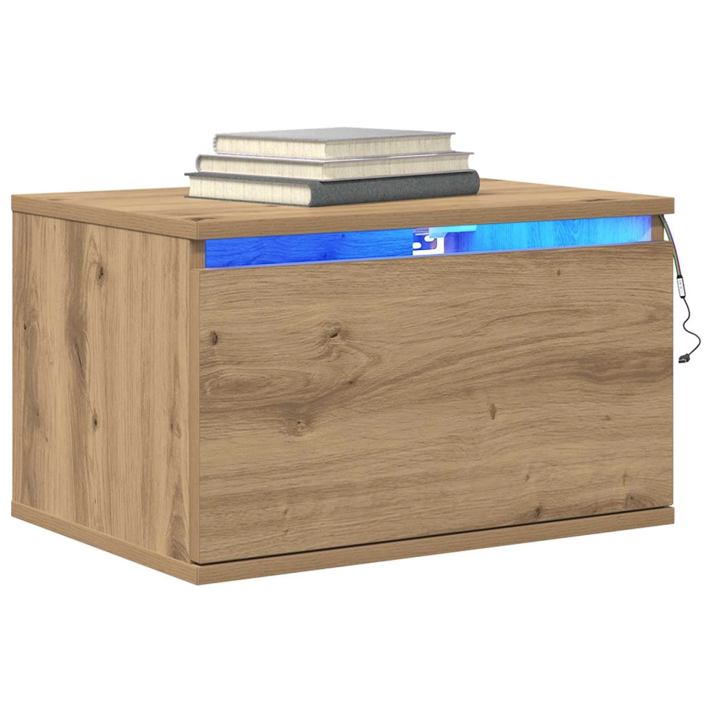 Mobiletto da comodino a parete con cassetto Rovere artigianale 863080