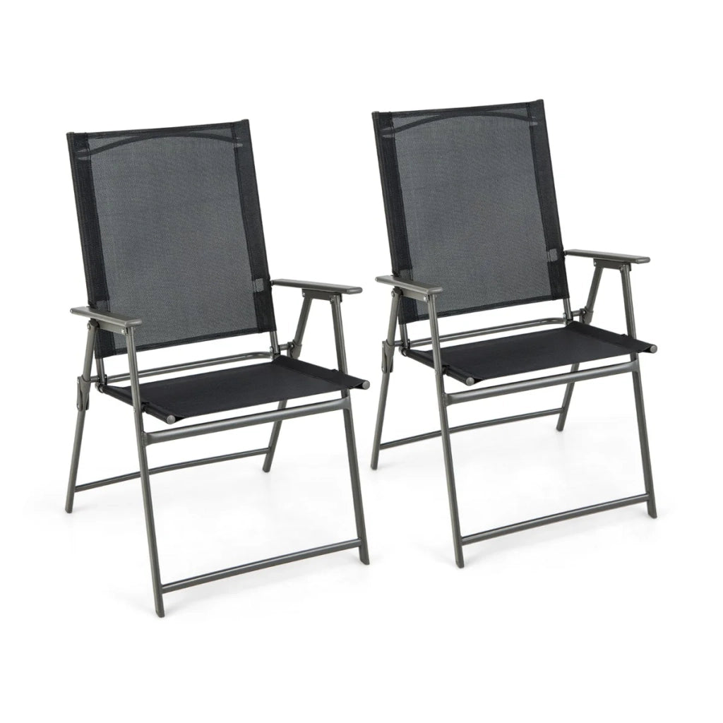 Set di 2 sedie da giardino pieghevoli 62 x 58 x 96 cm comfort ergonomico design moderno metallo nero 20_0012423