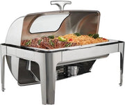 Contenitore di conservazione - contenitore rettangolare in acciaio inossidabile - set di buffet completo di coperchio con vetrino di osservazione