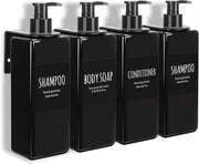 Dispensatore di sapone per muro - Dispensatore manuale per gel doccia e shampoo - Set a 3 pezzi