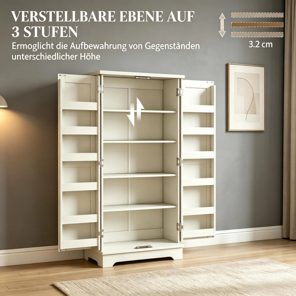 Ampio mobile da cucina, dispensa con scomparti ben organizzati, elegante mobile contenitore